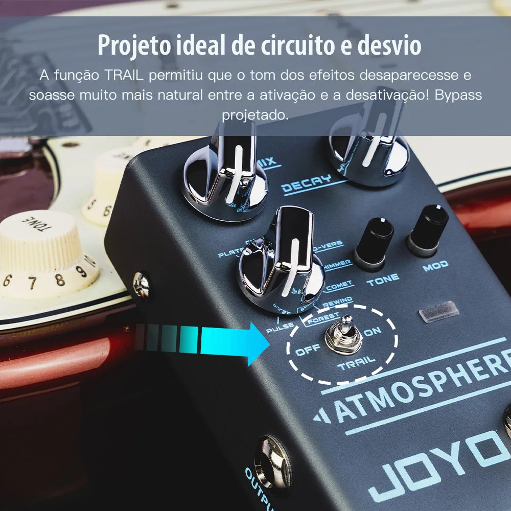 Joyo R-14 Atmosphere Reverb Pedal 9 Digital Reverbs With Modulation Depth Trail Function True Bypass For Guitar Vocals Drums Keys