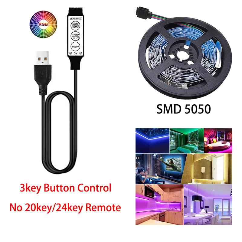 NOWYEY LED Strip 5V 5050 RGB USB Flexible Ribbon With Sound Sensor With 24 Keys Remote Control For TV Background Lighting - Premium LED Strip Lights from Lizard Vigilante - Just $19.97! Shop now at Lizard Vigilante