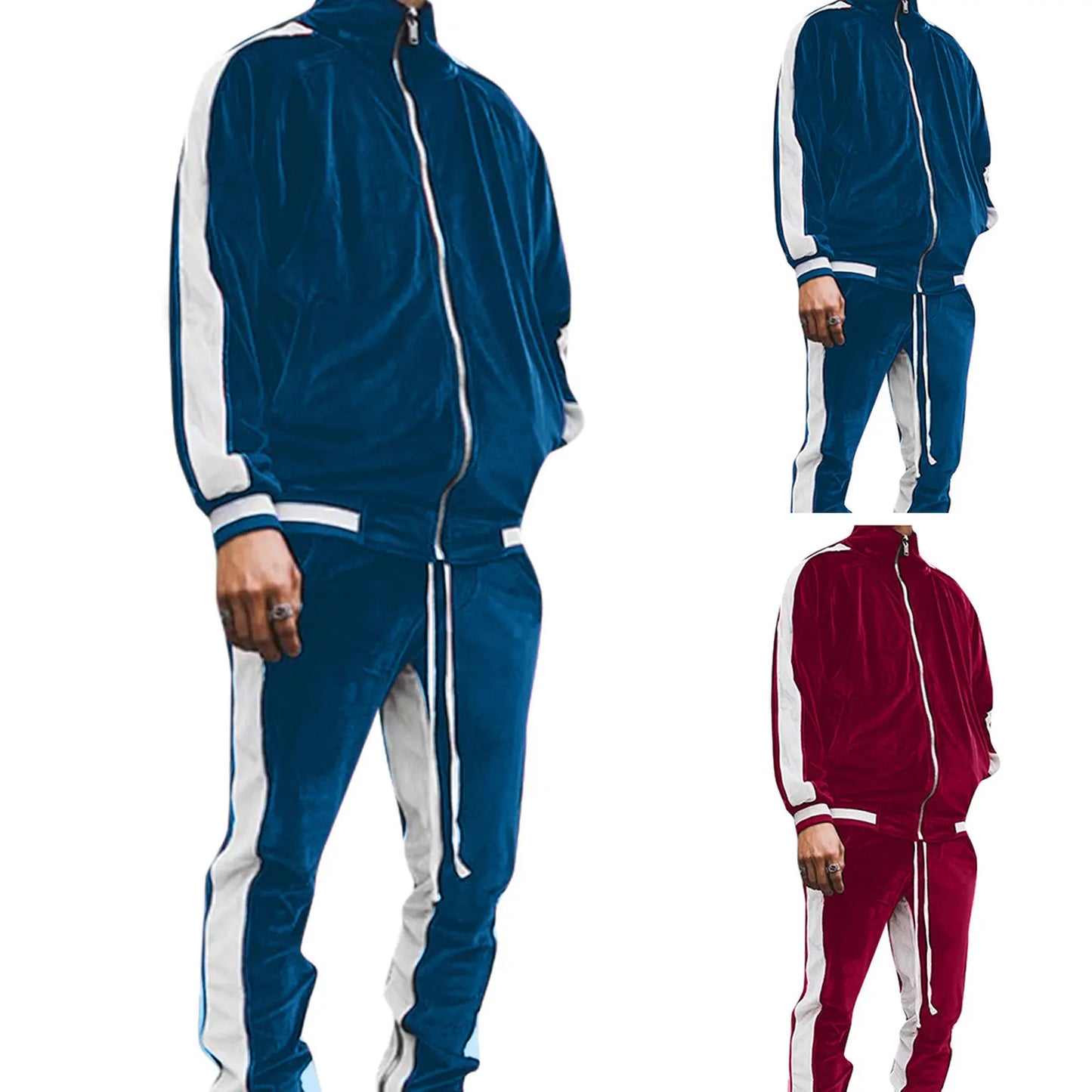 New 2025 Spring Autumn Men's Velvet Set Sport Suit Male Velour Thick Hoodies+ Pants Warm Sweatshirt Sportswear Tracksuit For Men - Premium  from Lizard Vigilante - Just $63.99! Shop now at Lizard Vigilante