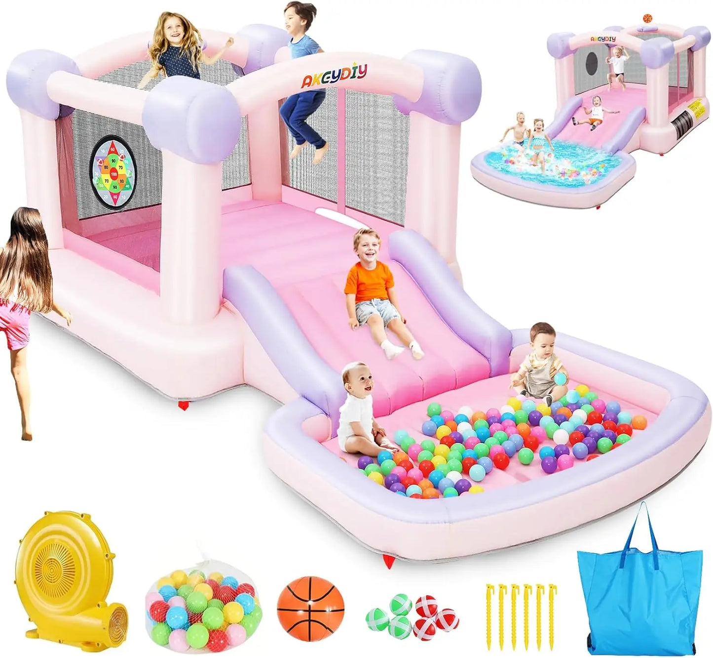 Ultimate Inflatable Bouncy House with Ball Pit – All-in-One Jumping Castle for Kids | Slide, Basketball Hoop, Ball Pool & Dart Target - Premium bounce house from Lizard Vigilante - Just $601.08! Shop now at Lizard Vigilante