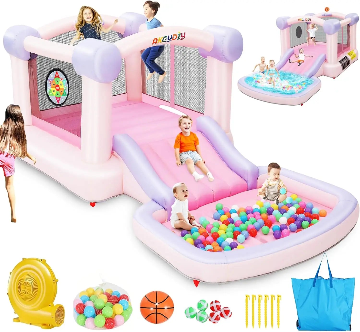 Ultimate Inflatable Bouncy House with Ball Pit – All-in-One Jumping Castle for Kids | Slide, Basketball Hoop, Ball Pool & Dart Target - Premium bounce house from Lizard Vigilante - Just $601.08! Shop now at Lizard Vigilante