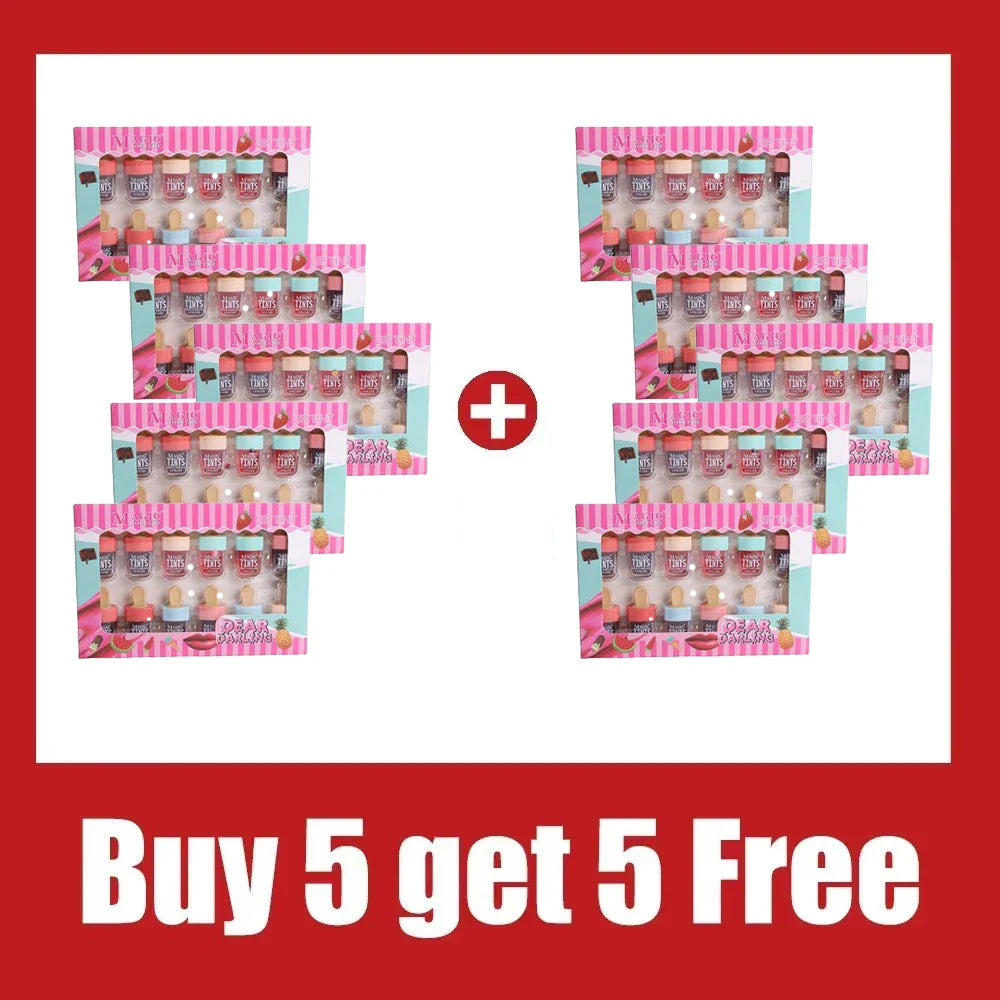 Ice cream liquid lip gloss, ice cream liquid lipstick set, dyed lips, long-lasting color development, moisturizing