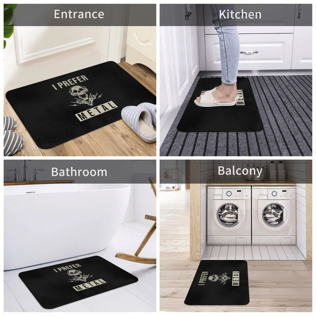 Black Heavy Metal Non-Slip Doormat – Waterproof, Anti-Bacterial, Fade Resistant Mat for Bath, Bedroom, Outdoor - Premium welcome mat from Lizard Vigilante - Just $19.99! Shop now at Lizard Vigilante