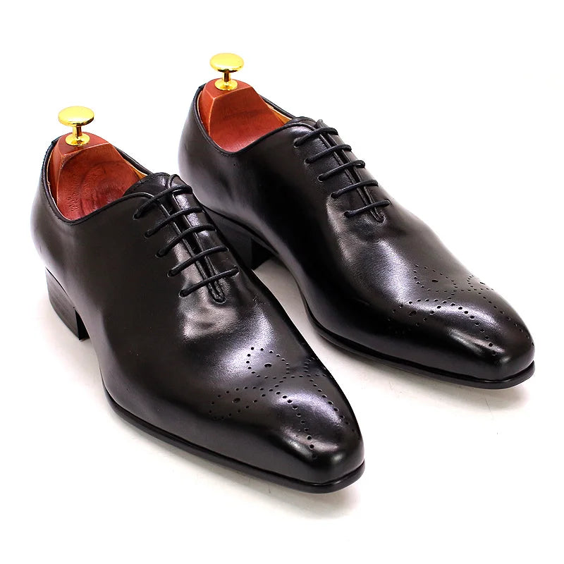 Felix Chu Men's Oxford Genuine Leather Shoes | Whole Cut Pointed Toe Lace-Up Formal Dress Shoes | Perfect for Business & Weddings - Premium flats from Lizard Vigilante - Just $88.88! Shop now at Lizard Vigilante