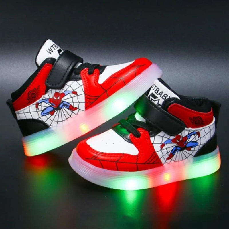 Disney Children's Led Light Shoes Fashion Aoger Spiderman Boys Sneakers Girls Cartoon Casual Shoes Breathable Kids Sport Shoes - Premium shoes from Lizard Vigilante - Just $24.88! Shop now at Lizard Vigilante