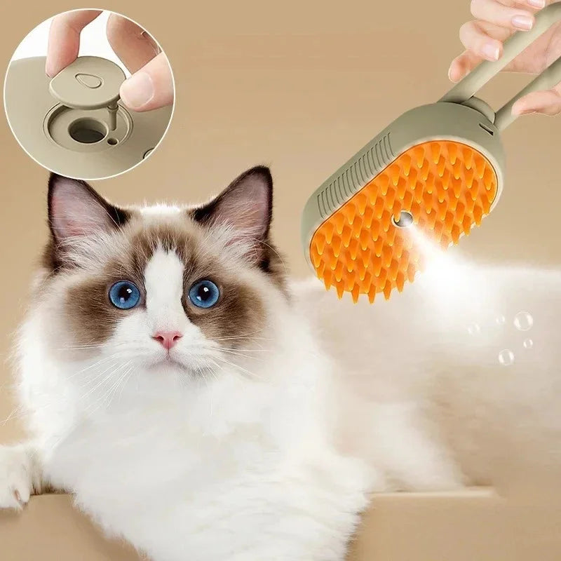 Easy To Use, 3-in-1 Pet Steam Brush for Cats and Dogs – Grooming, Hair Removal, and Massage Tool - Premium pet comb from Lizard Vigilante - Just $17.99! Shop now at Lizard Vigilante