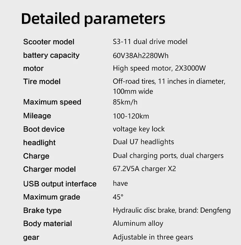 RoadFang S3-11 HydraBrake Street Predator | Twin-Engine 6000W Outlaw Scooter for Metal-Grade Speed & Night Raid Commutes