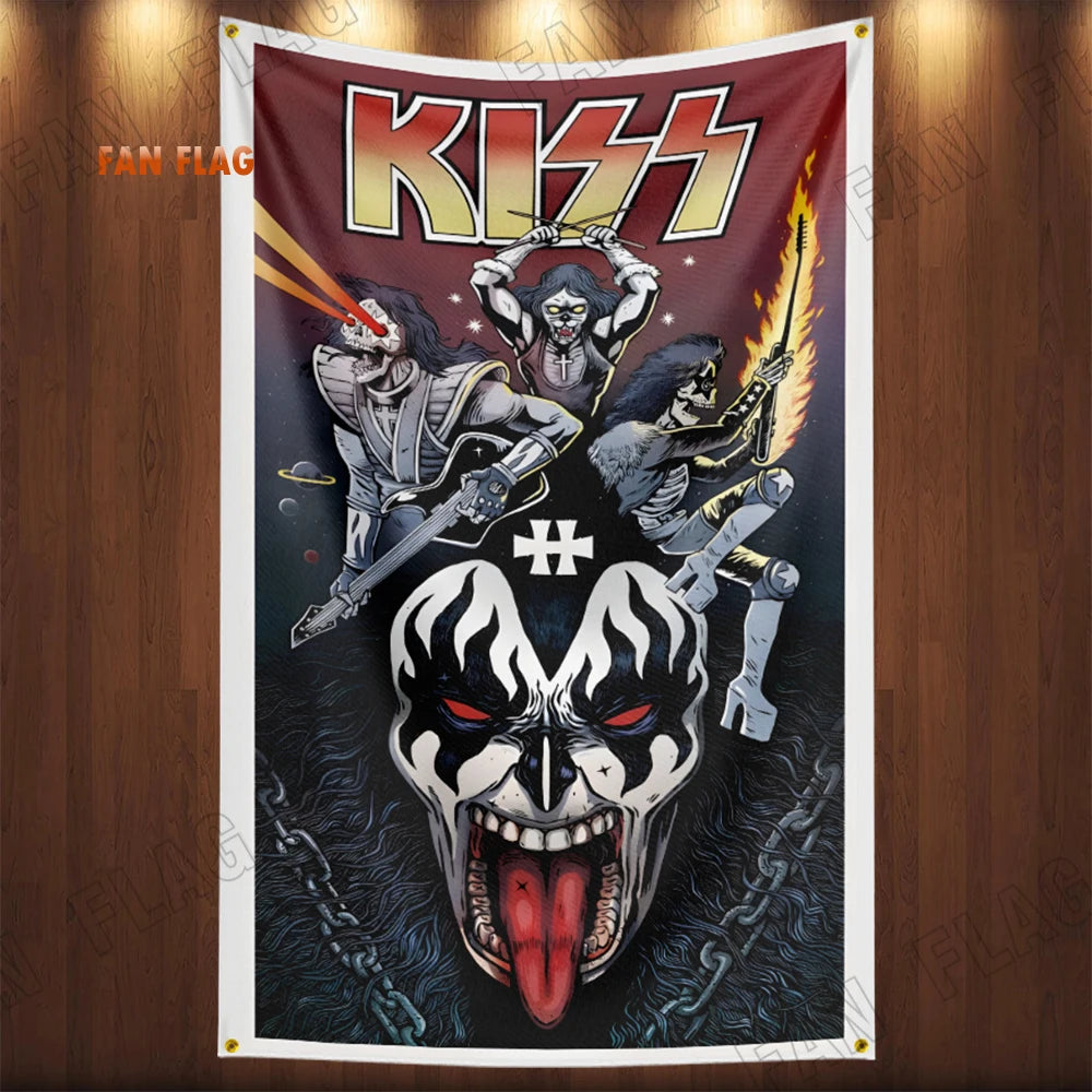 Kiss Heavy Rock Band Flag 3x5ft – Polyester Printed Banner for Home or Bedroom Decoration - Premium banner from Lizard Vigilante - Just $17.99! Shop now at Lizard Vigilante