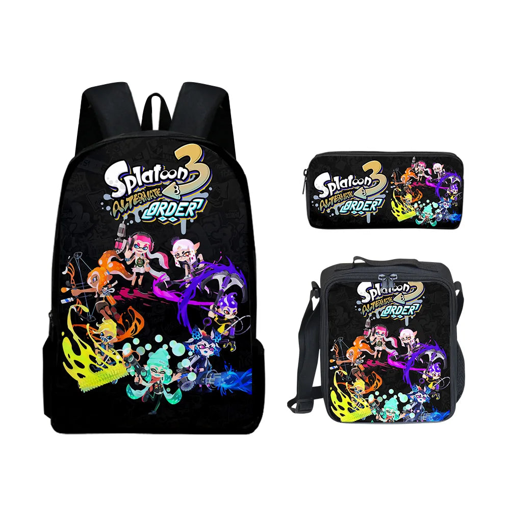 Splatoon 3 Hip-Hop 3D Printed Backpack Set – Trendy 3-Piece Student School Gear with Lunch Bag & Pencil Case - Premium backpack from Lizard Vigilante - Just $46.88! Shop now at Lizard Vigilante