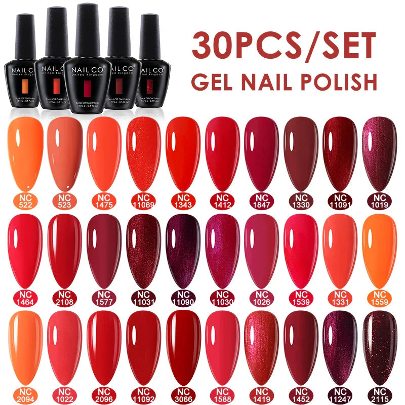 NAILCO 30pcs All-Season Gel Nail Polish Set Nude Pink White Semi Permanent Soak Off UV Gel Manicures DIY Painting Gel Varnish