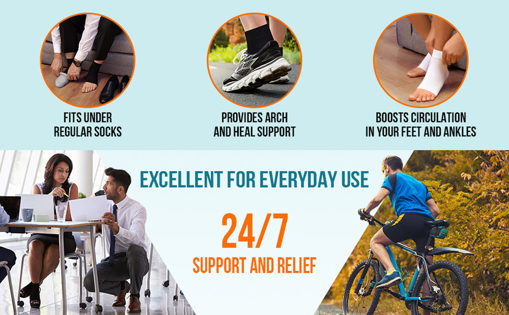 1 Pair Plantar Fasciitis Socks Sleeves, 20-30mmHg Compression Socks for Ankle Support, Injury Recovery, Eases Swelling Women Men