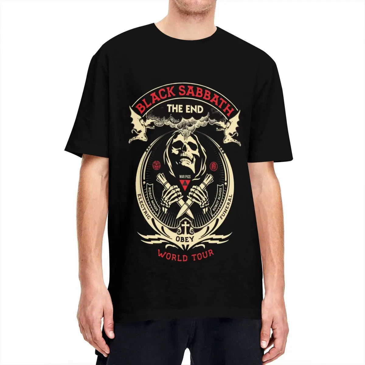 Black Sabbaths The End T-Shirt Men's Cotton Top Tee Retro Rock Band Crewneck Short Sleeve - Premium T-shirt from Lizard Vigilante - Just $23.88! Shop now at Lizard Vigilante