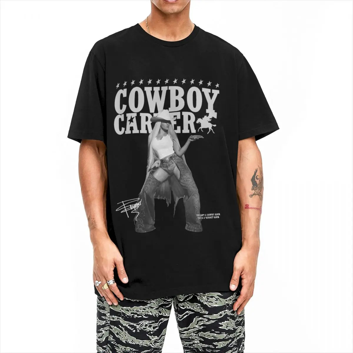 Beyoncé 'Rock Cowboy Carter Act II' Album Tee – Iconic Cotton Shirt for Men & Women – Hipster Short Sleeve Round Neck T-Shirt - Premium T-Shirt from Lizard Vigilante - Just $23.88! Shop now at Lizard Vigilante