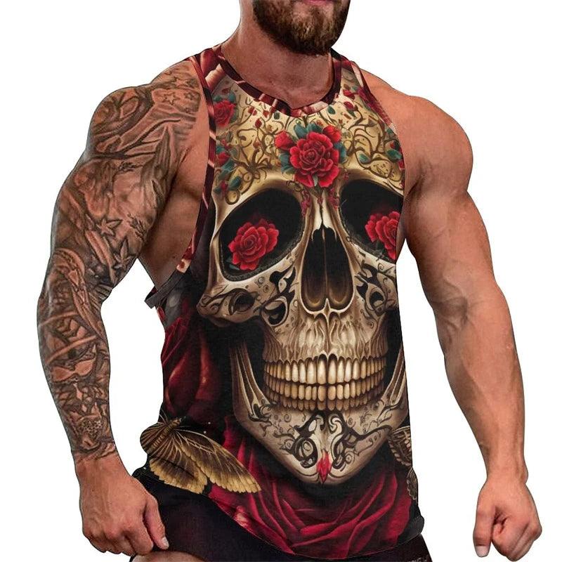 Fashion Skull 3D Print Men's Tank Top – Casual Hip Hop Graphic Tee | Streetwear Fitness Summer Sleeveless Shirt - Premium Tank Top from Lizard Vigilante - Just $23.99! Shop now at Lizard Vigilante