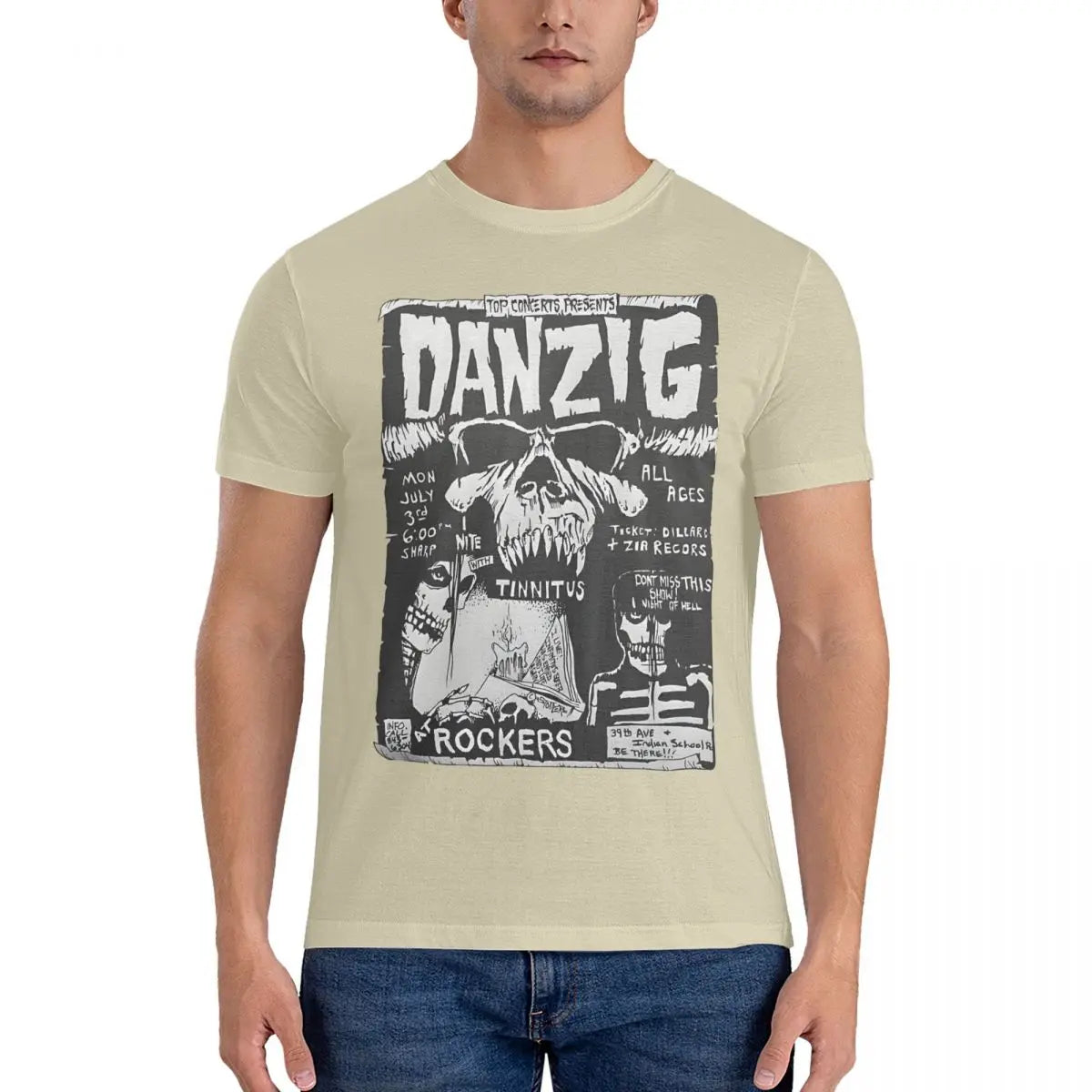 Danzig, Misfits, & Samhain Men T Shirts Unique Tee Shirt Short Sleeve Round Neck T-Shirt Cotton 4XL 5XL Clothing - Lizard Vigilante