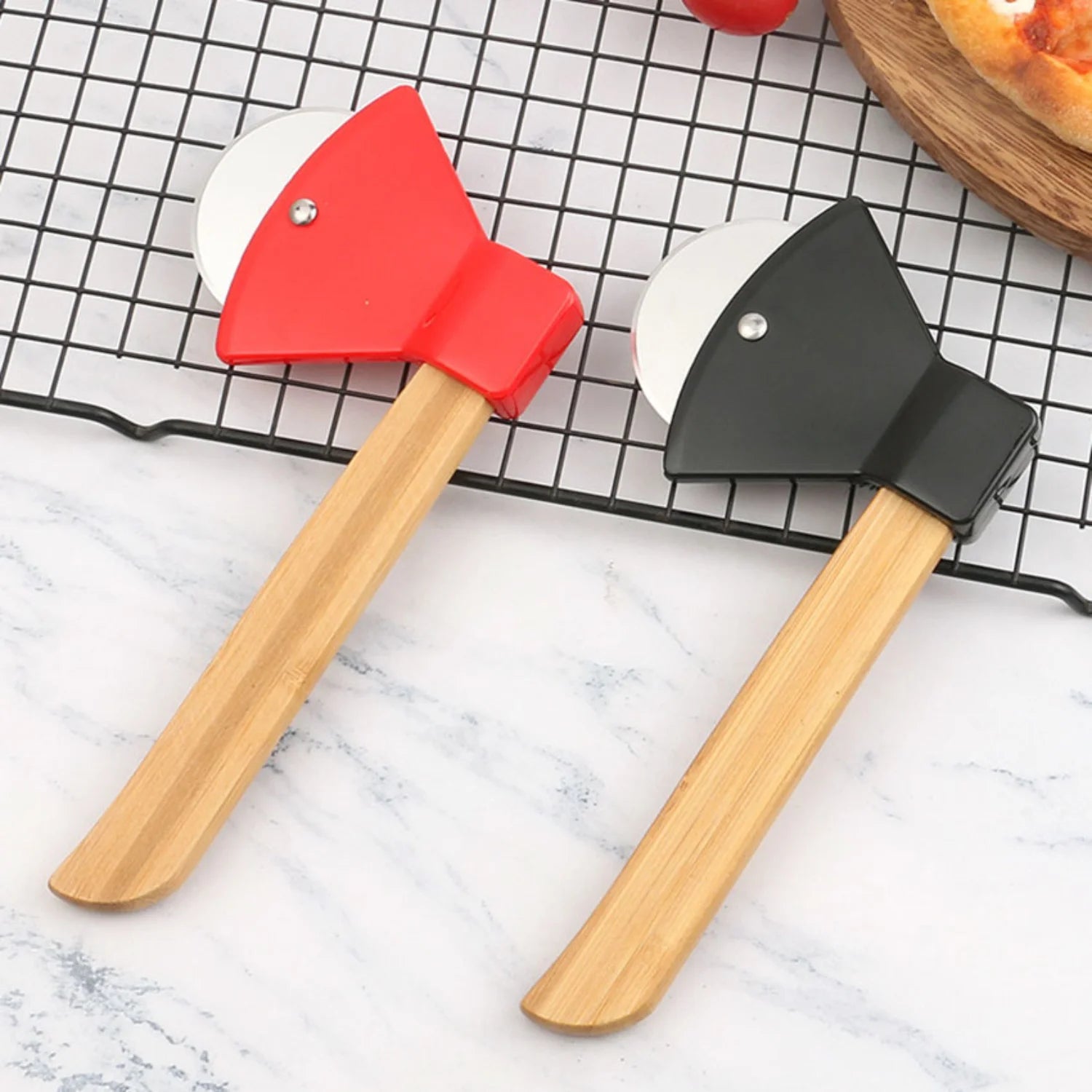 Creative Pizza Pan with Bamboo Handle – Perfect for Baking and Spooky Halloween Fun - Premium pizza cutter from Lizard Vigilante - Just $24.99! Shop now at Lizard Vigilante