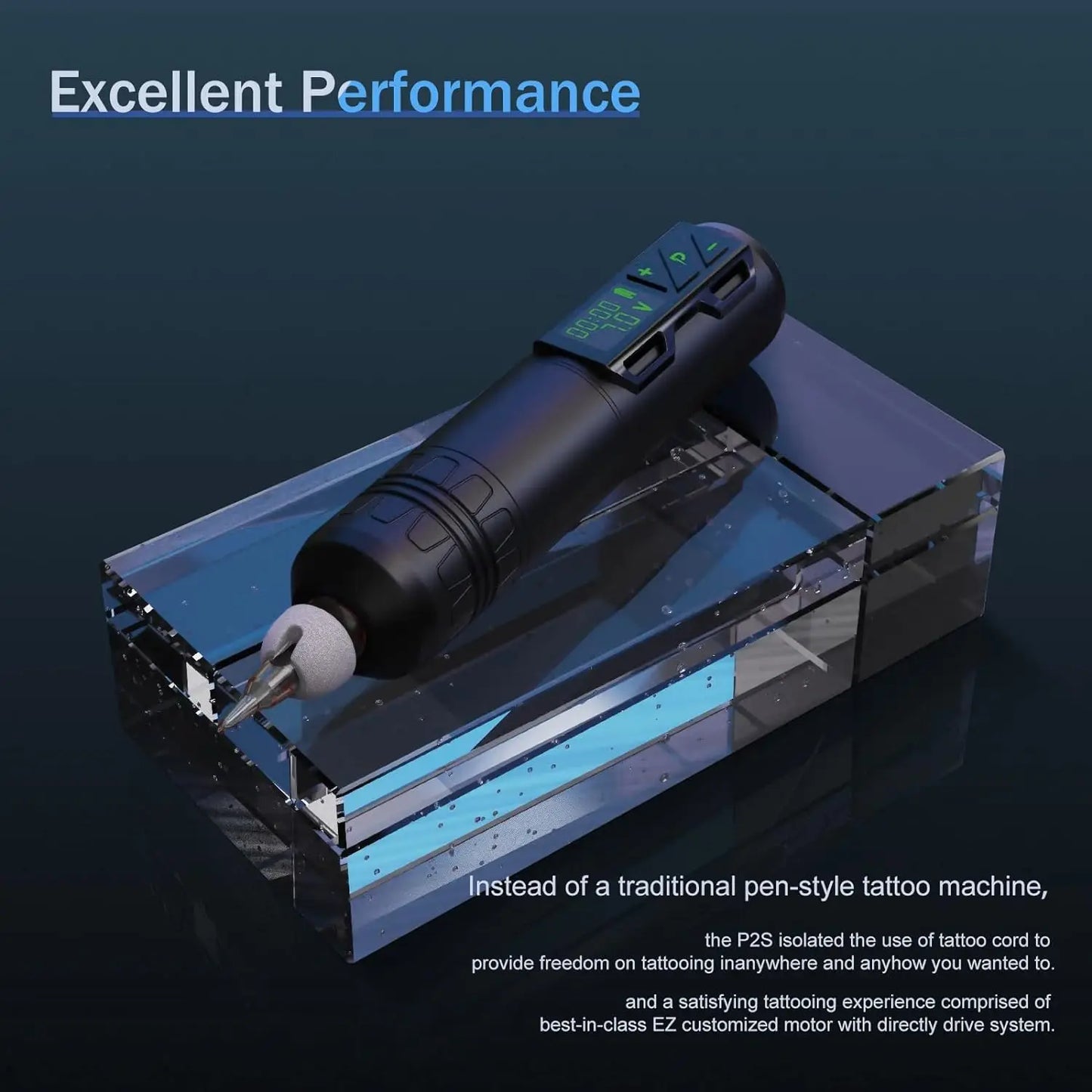 EZ Portex 2S Warpaint Kit — Wireless Tattoo Pen With OLED Power Pack & 50 EZ Cartridges (Brushless Swiss Fury)