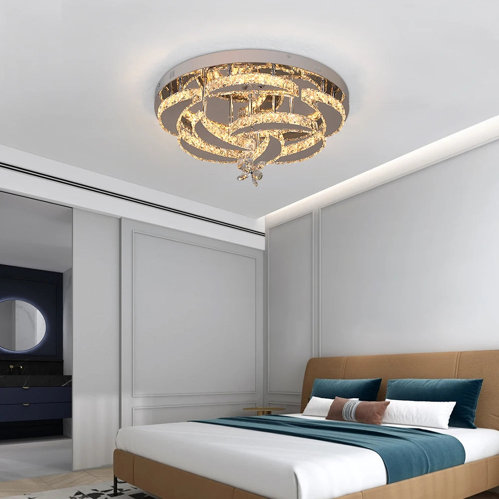 Modern Crystal Chandelier Ceiling Lamp - Luxury LED Pendant Light with Remote Control, Dimmable Luminaire for Living & Dining Rooms - Premium Chandelier from Lizard Vigilante - Just $69.99! Shop now at Lizard Vigilante