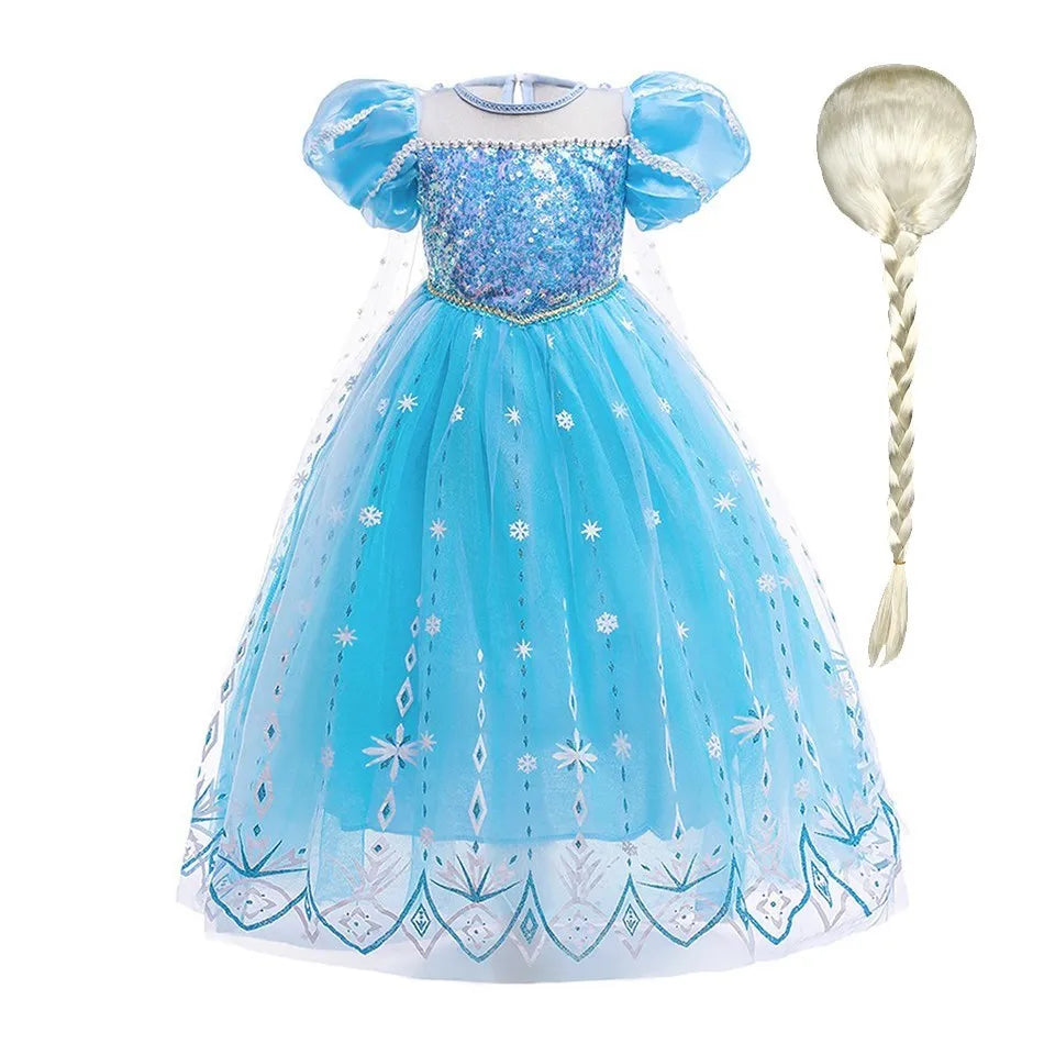 Children Snow Queen Costume – Elsa Cosplay Dress for Girls - Premium Cosplay Costumes from Lizard Vigilante - Just $19.88! Shop now at Lizard Vigilante