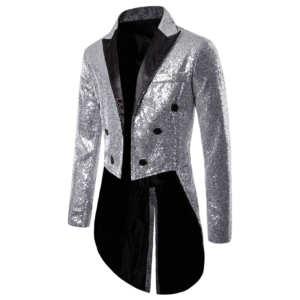 Men's Sequin Button Tuxedo Blazer – Stylish Coat for Weddings and Celebrations - Premium blazer from Lizard Vigilante - Just $53.88! Shop now at Lizard Vigilante