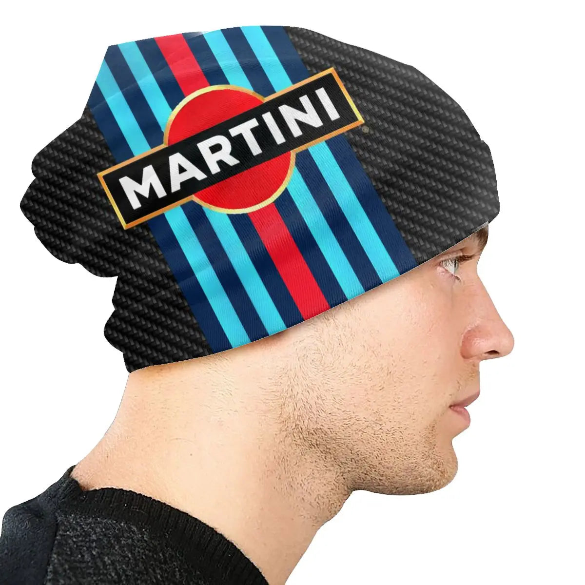 Martini Carbon Cool: Ultra-Thin Racing Skullies for Men & Women - Premium unisex beanie from Lizard Vigilante - Just $20.88! Shop now at Lizard Vigilante