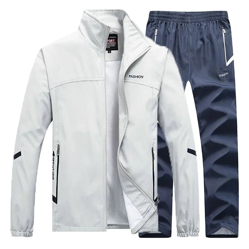 Casual Men's Tracksuit Spring Autumn Sportswear Two Pieces Sets Jackets + SweatPants Joggers Male Zipper Sweatshirt Suit Outfit - Premium  from Lizard Vigilante - Just $95.99! Shop now at Lizard Vigilante