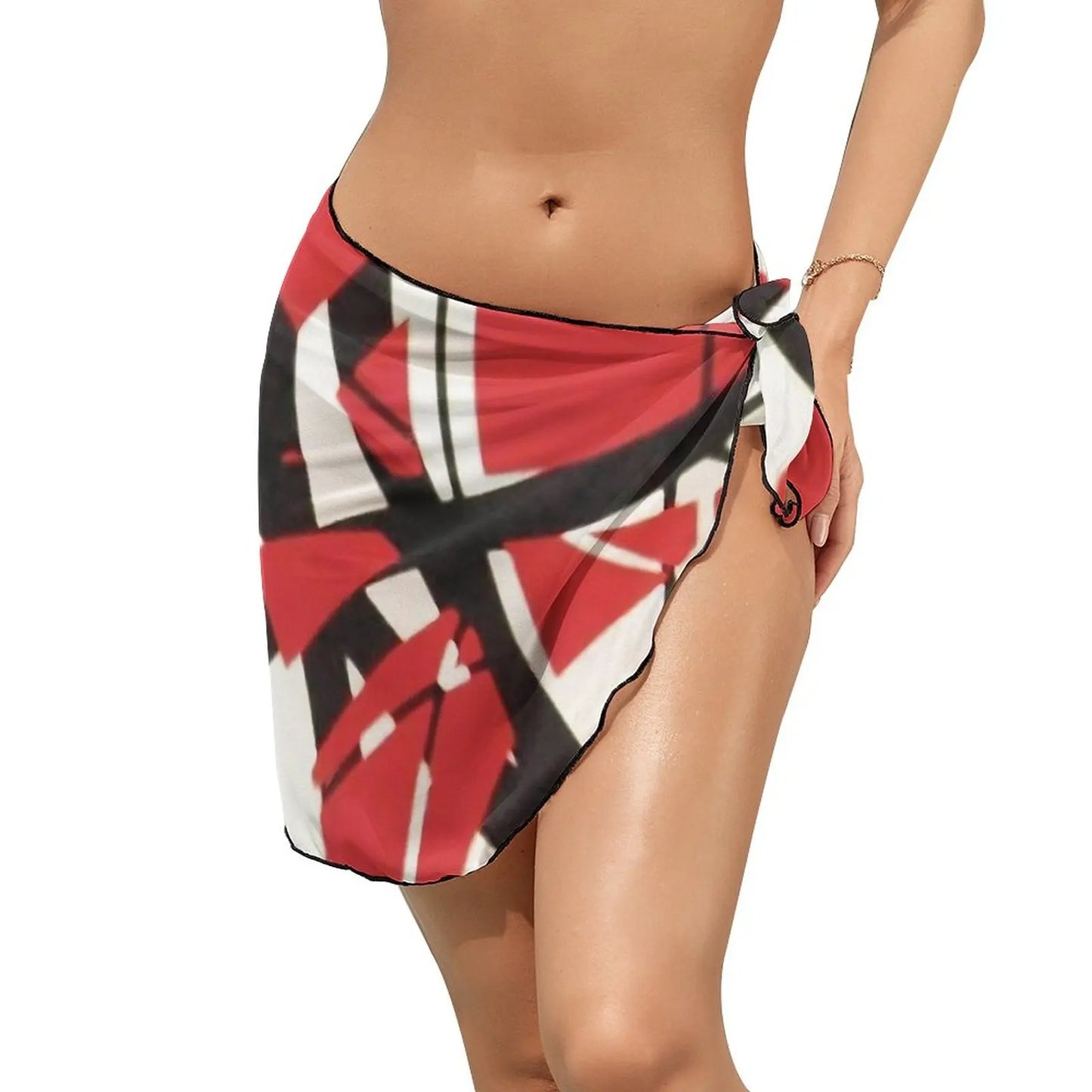 Van Halen Beach Bikini Cover Up Red Black Chiffon Wrap Skirts Women Printed Cover-Ups Cute Beach Wear - Premium cover up from Lizard Vigilante - Just $23.99! Shop now at Lizard Vigilante