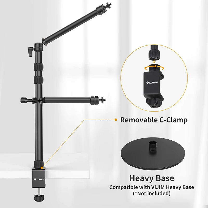 VIJIM LS11 Desk Mount Stand C-clamp Mount Flexible Arm Extend Light Stand With 360° Ballhead Microphone Stand Ring Light Bracket - Premium camera stand from Lizard Vigilante - Just $46.99! Shop now at Lizard Vigilante