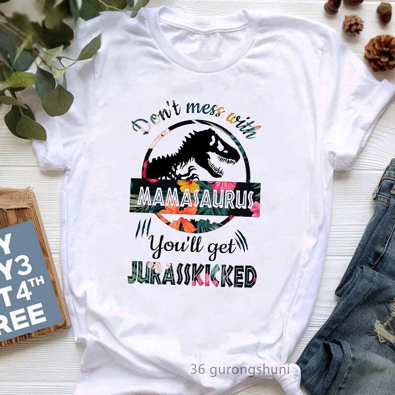 Jurassic Jur asskicked Mamasaurus Graphic Print Women'S Tshirts Funny Jurassic Dinosaur T-Shirt Female Mother's Day Gift for Mom T Shirt - Lizard Vigilante