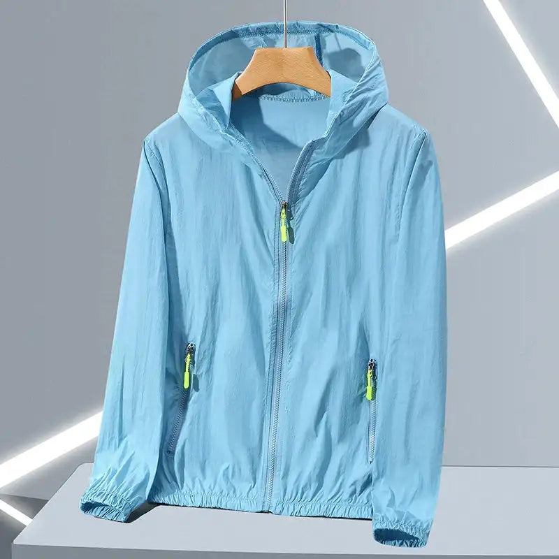 2023 Summer Men's Windbreaker Big Size Sun Protection Clothing Korean Style Ultra-thin Streetwear Zipper Hooded Jackets Man