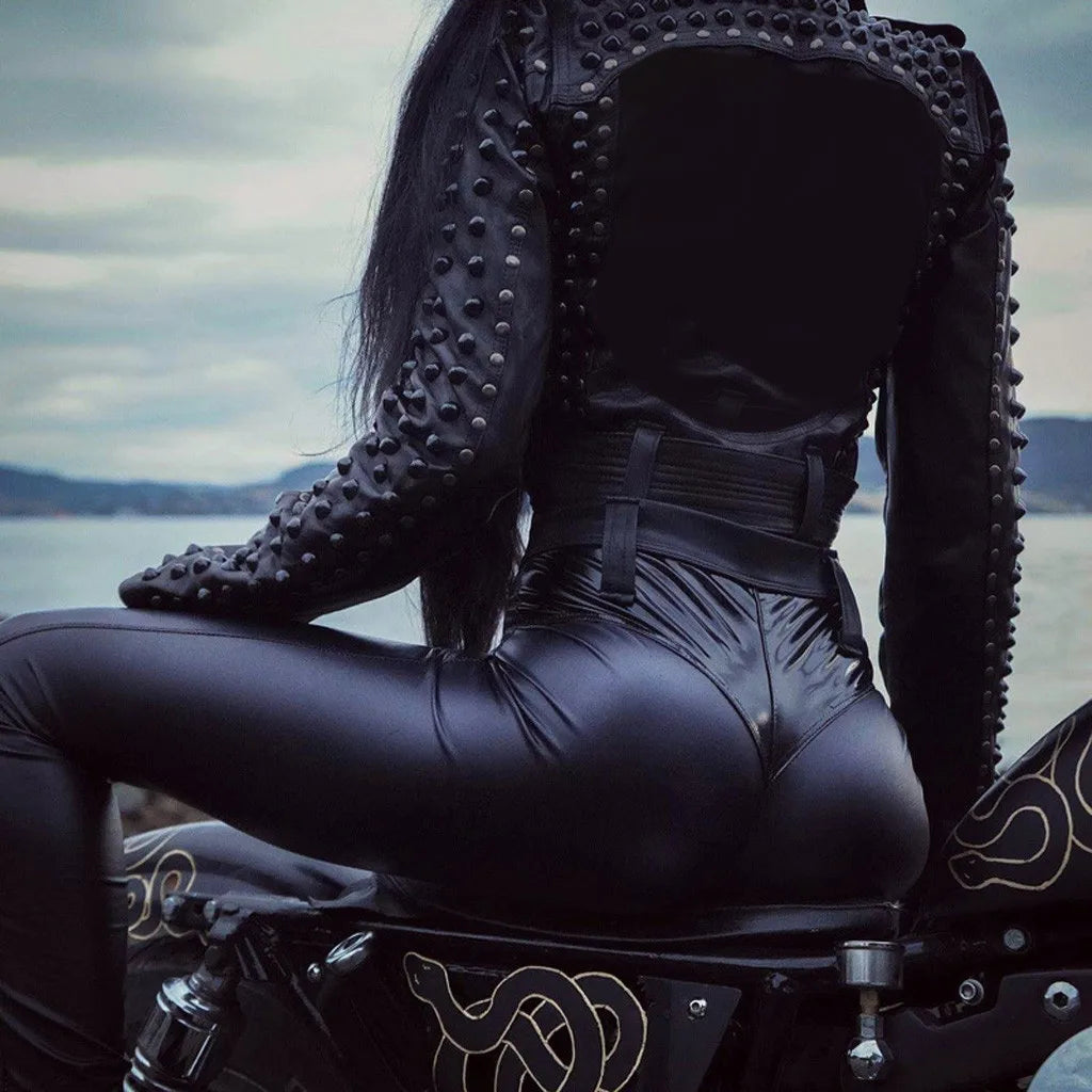 Black High-Waist Stretch PU Leather Leggings | Butt-Lift Biker Pants for Club Nights & Street Rage - Premium leggings from dsers - Just $32.99! Shop now at Lizard Vigilante