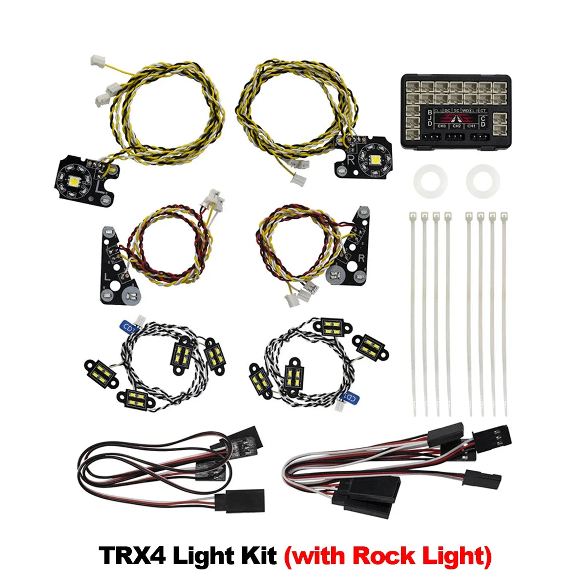 TRX4 Defender Light Kit – Front & Rear LED Lights with Angel Eyes for 1/10 RC Rock Crawler TRX-4 Body Custom Upgrade - Premium headlights from Lizard Vigilante - Just $42.66! Shop now at Lizard Vigilante