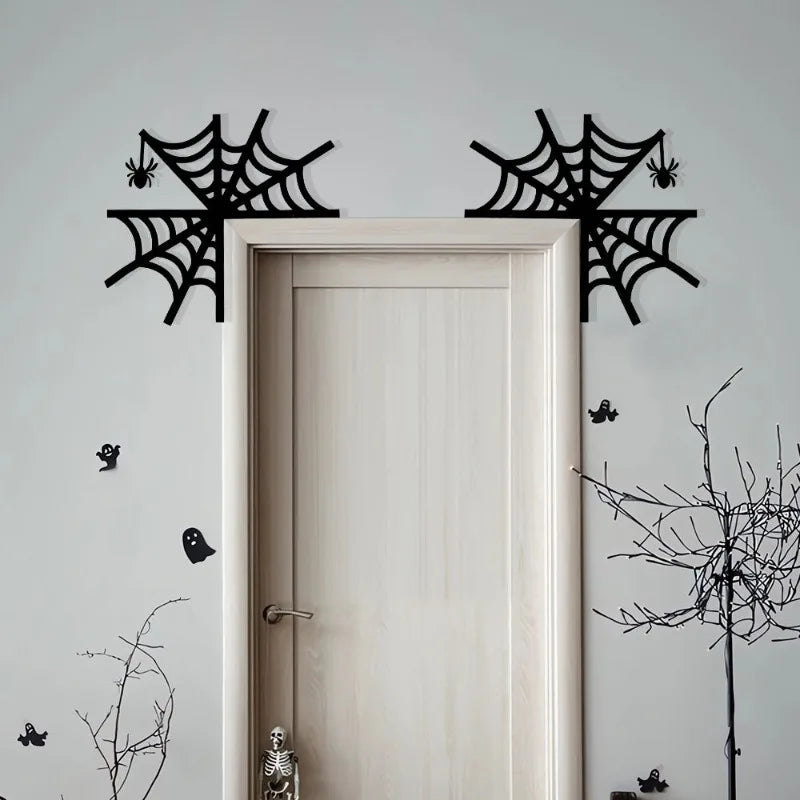 Halloween Door Frame Decoration,Bats,Pumpkins,Spider Webs,Door and Window Corner Stickers, Halloween Home Decoration