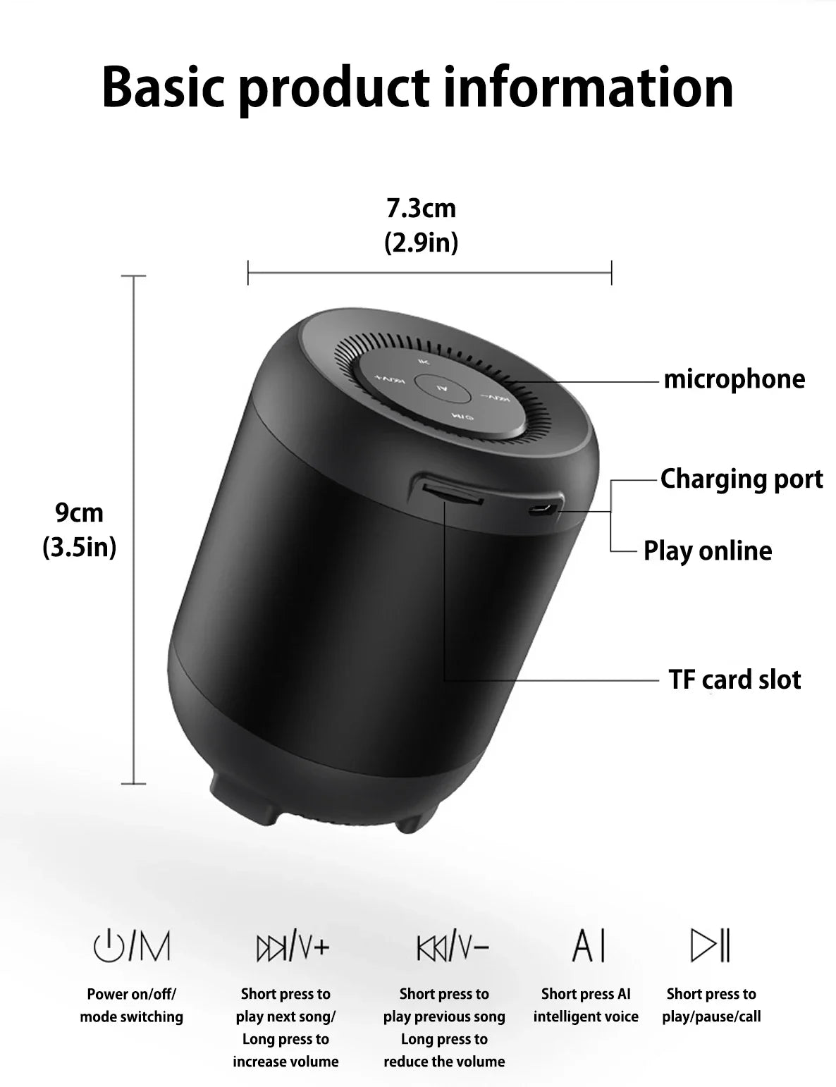 Wireless Bluetooth Speaker AI Intelligent Artificial Voice Control Insert Card Small Audio Mobile Phone Computer Desktop
