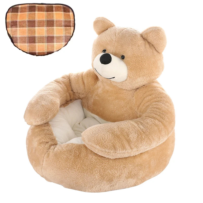 Super Soft Dog Bed Cute Winter Warm Bear Hug Cat Sleeping Mat Semi-closed Puppy Kitten Plush Nest Cushion Dog Sofa Pet Supplies - Lizard Vigilante