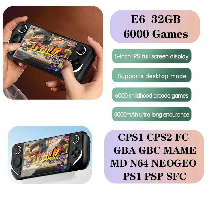 E6 Handheld GAME Console Portable Video Game 5-inch IPS Screen Retro Gamebox With 2.4G Wireless Controller Support PSP PS1 N64 - Lizard Vigilante