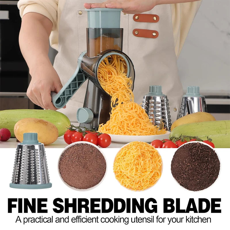 3-in-1 Rotary Cheese Grater - Versatile Manual Vegetable Slicer, Nut Grinder, and Cheese Shredder for Effortless Kitchen Prep - Premium grater from Lizard Vigilante - Just $38.88! Shop now at Lizard Vigilante