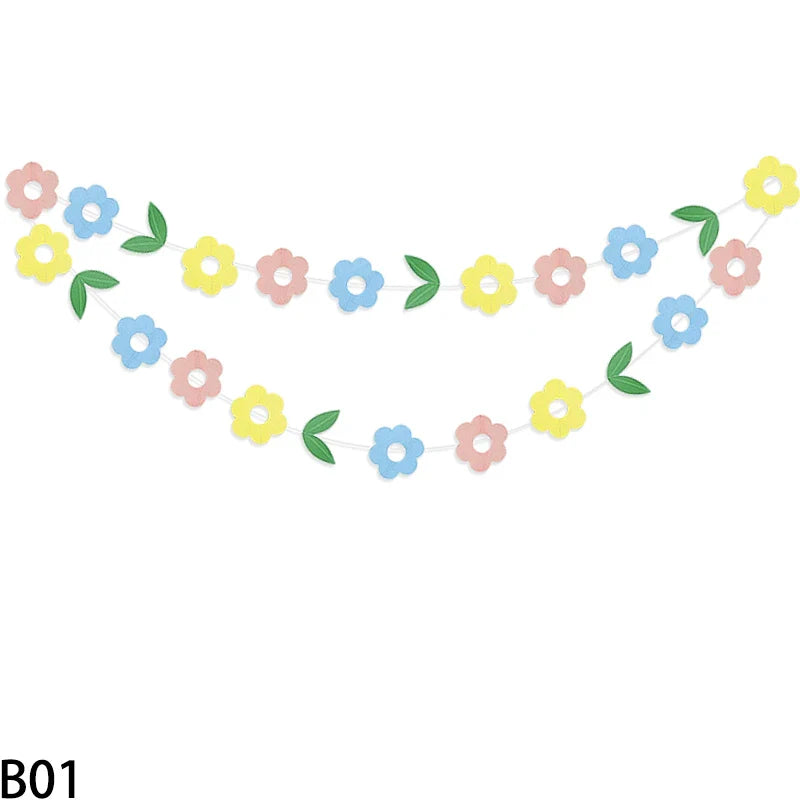 3M Happy Easter Banner Rabbit Carrot Egg Cartoon Bunny Garland Wall Hanging Bunting Flag Easter Party Decoration For Home