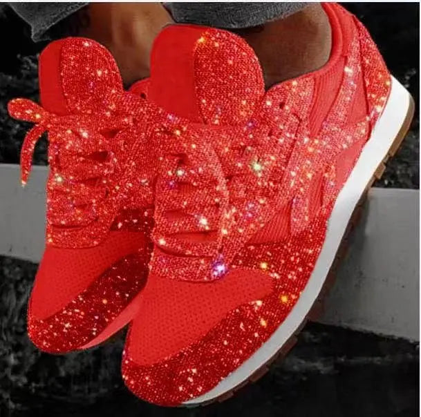 Women's Trendy Glitter Sneakers – Chunky Platform Vulcanized Shoes with Height-Boosting Soles & Breathable Mesh for Running, Casual Wear, & Sparkling Style - Premium shoes from Lizard Vigilante - Just $48.88! Shop now at Lizard Vigilante