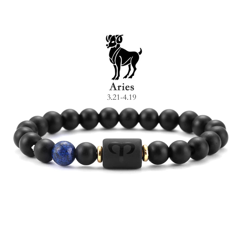 Zodiac Signs Natural Stone Bracelets Taurus Cancer Virgo Pisces Bracelets Ladies Men Couples Friendship Jewelry Gift Bracelet - Premium bracelet from Lizard Vigilante - Just $22.99! Shop now at Lizard Vigilante