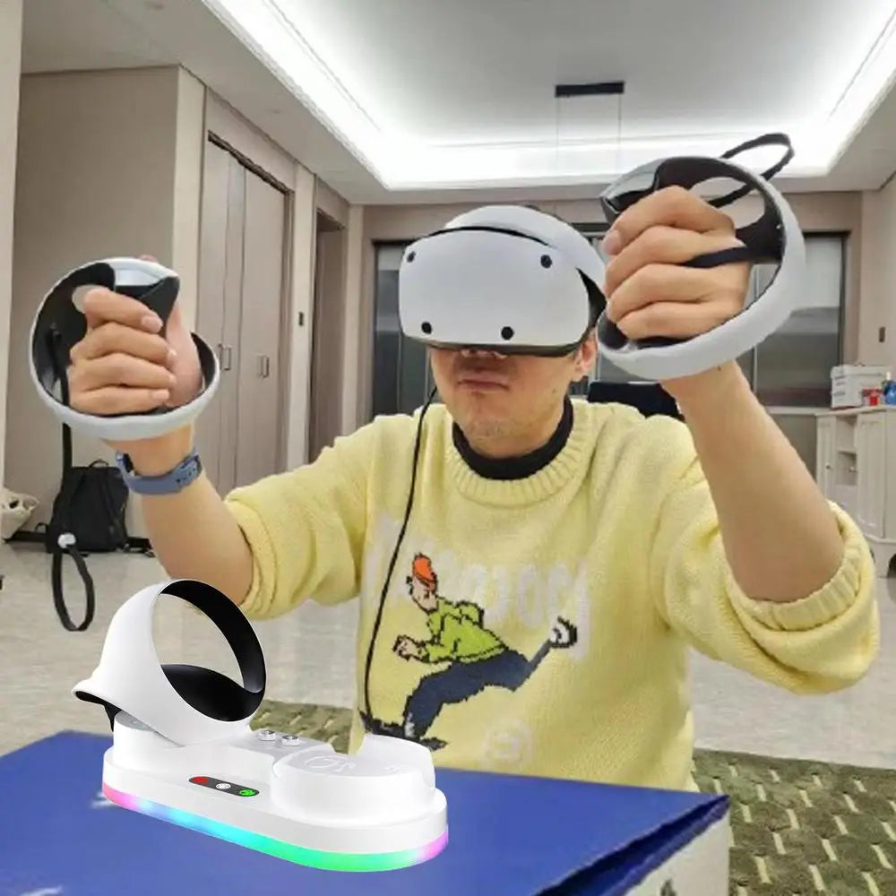 PS VR2 Dual Fast-Charge Dock With Magnetic Snap Charging & RGB Atmosphere Lighting