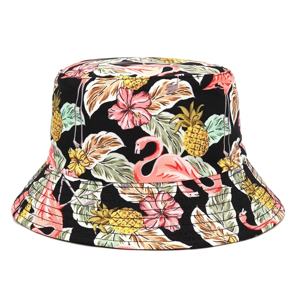 Summer Sun Protection Bucket Hat for Men Women Panama Cap Print Hip Hop Gorros Fishing Fisherman Hat Double Side Wear Fashion - Premium T-Shirts from Lizard Vigilante - Just $7.99! Shop now at Lizard Vigilante