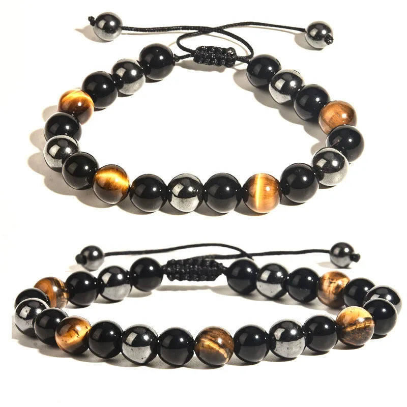 Power Up Your Life: Natural Tiger Eye, Hematite, & Obsidian Magnetic Bracelet - Premium obsidian bracelet from Lizard Vigilante - Just $22.99! Shop now at Lizard Vigilante