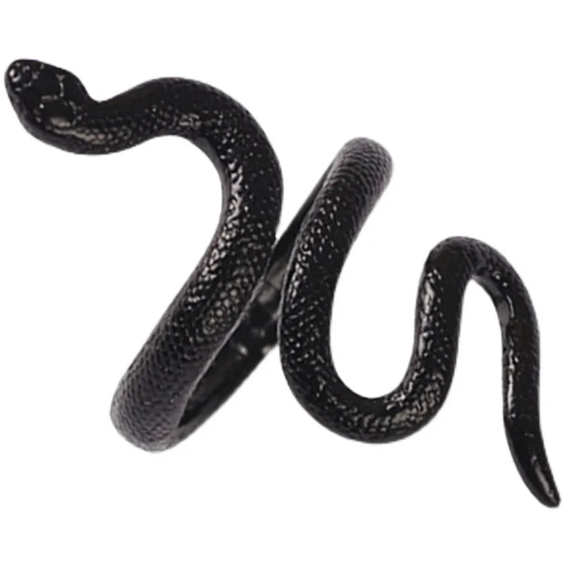 Punk Goth Snake Ring for Men & Women – Black Plated Adjustable Gothic Jewelry for Party, Wedding, and Gift - Premium ring from Lizard Vigilante - Just $17.99! Shop now at Lizard Vigilante