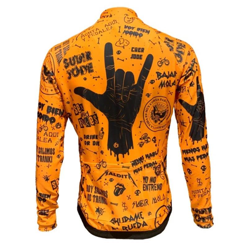 NEW Orange Tattoo Winter Thermal Long Sleeve Rock Cycling Jersey Black Bike & Thin Bicycle Clothing Wear - Premium jacket from Lizard Vigilante - Just $52.99! Shop now at Lizard Vigilante