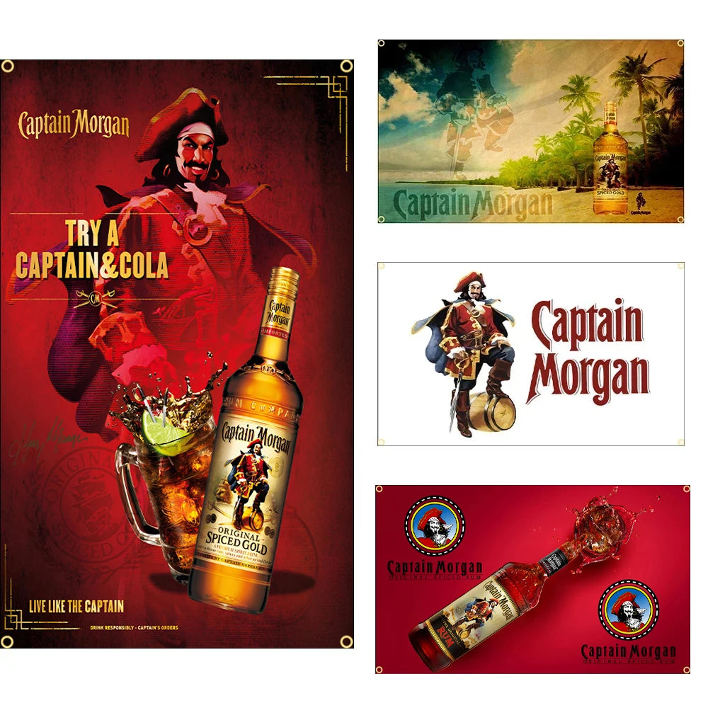 Captain Morgan Rum Flag 3x5 Ft - 90x150cm Printed Polyester Banner for Wall Decor, Parties, and Bars - Premium flag from Lizard Vigilante - Just $11.99! Shop now at Lizard Vigilante