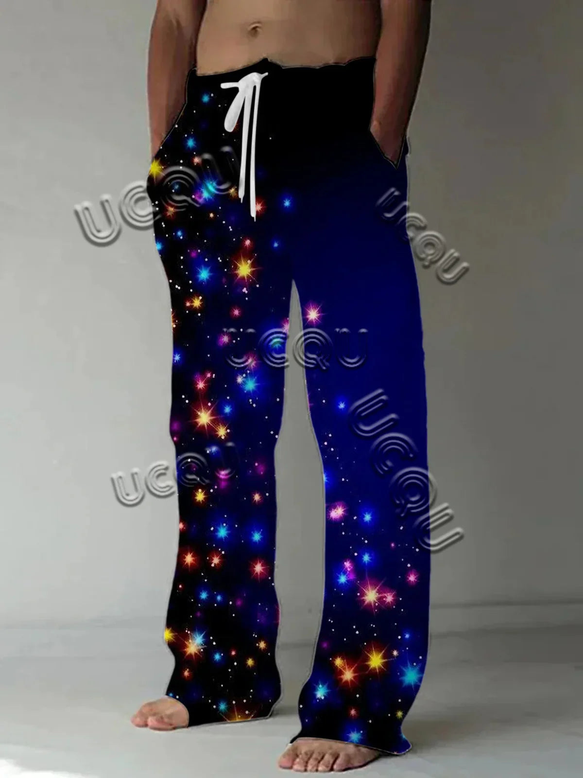 Men'S Christmas Pants 3D Funny Santa Print Casual Pants American Drawstring Loose Lightweight Fashionable Hip-Hop Sports Pants