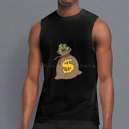 Money Bag Tank Top – 100% Cotton Rich Hustle Style with Bold Cash-Inspired Graphics for Trendsetting Men - Premium  from Lizard Vigilante - Just $28.88! Shop now at Lizard Vigilante