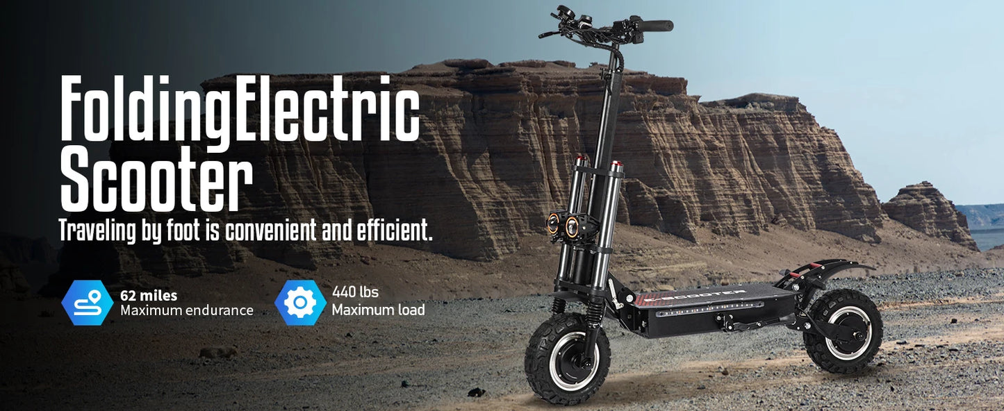 Off-road Electric Scooter with Seat,60V 38Ah Battery,60 Miles Range,440 Lbs Loading,50 Mph Fast Electric for Adults - Premium  from Lizard Vigilante - Just $1749.99! Shop now at Lizard Vigilante