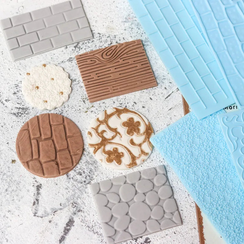 Pottery Texture Tool 2 PCS/SET Sculpture Model DIY Bark/Pebble/Wall/Floral Clay Printing Stencil Ceramic Relief Clay Stamp Tool